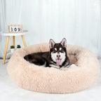 Plush Donut Dog Bed – Large Round Fluffy Kennel for Winter Pet Comfort