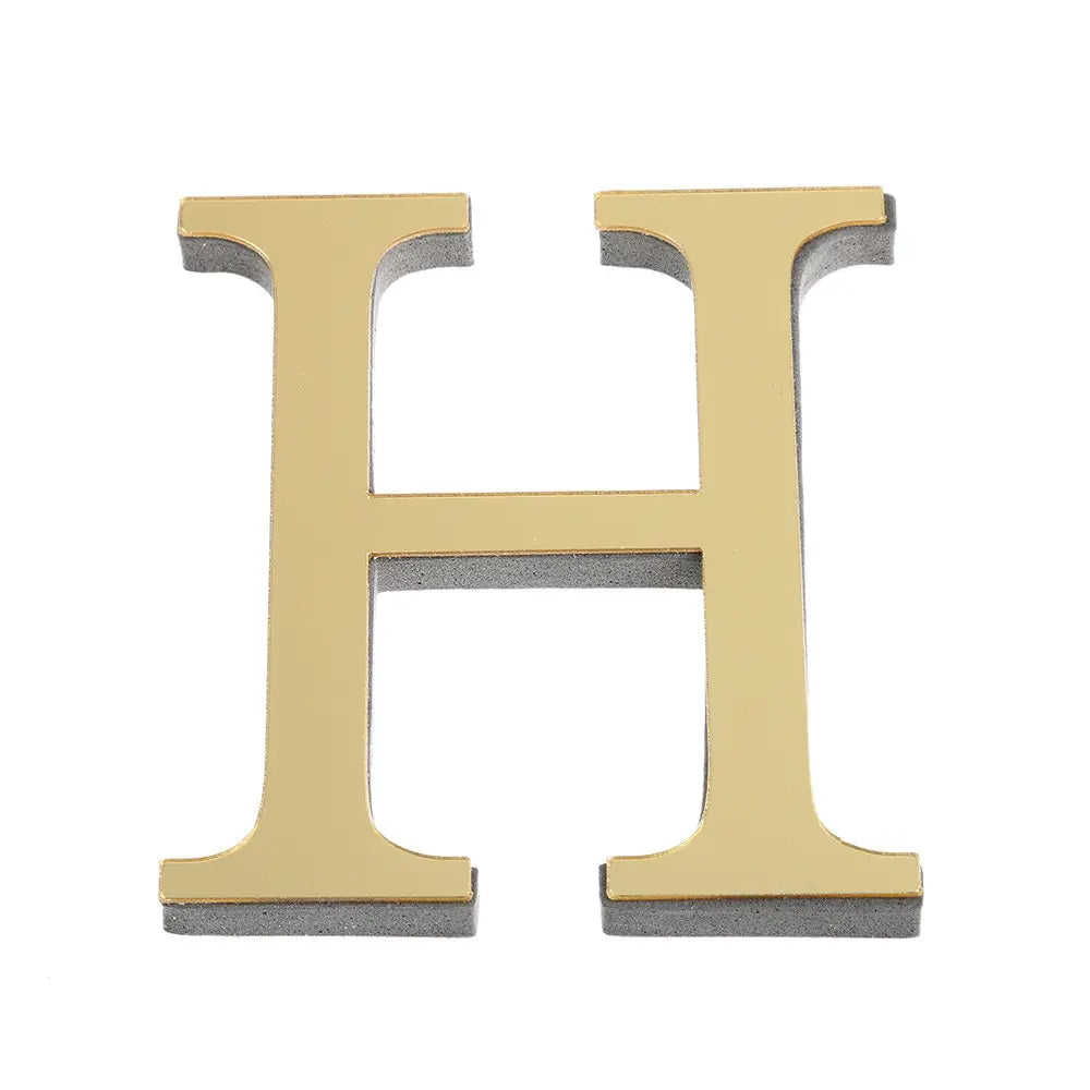 3D Gold Acrylic Letter Wall Stickers – Self-Adhesive Alphabet Home Decor