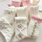 Lace Ruffled Mid-Tube Socks – Soft Harajuku Lolita Style for Winter Fashion