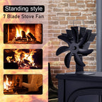 7-Blade Heat Powered Stove Fan – Silent Aluminum Eco-Fan for Log Wood Burners