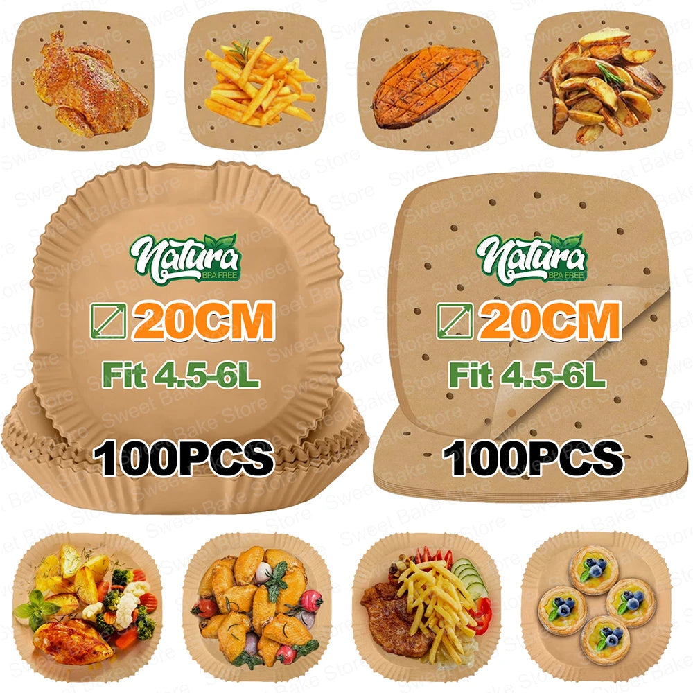 Perforated Parchment Paper – 20cm Square Non-Stick Mat for Air Fryers