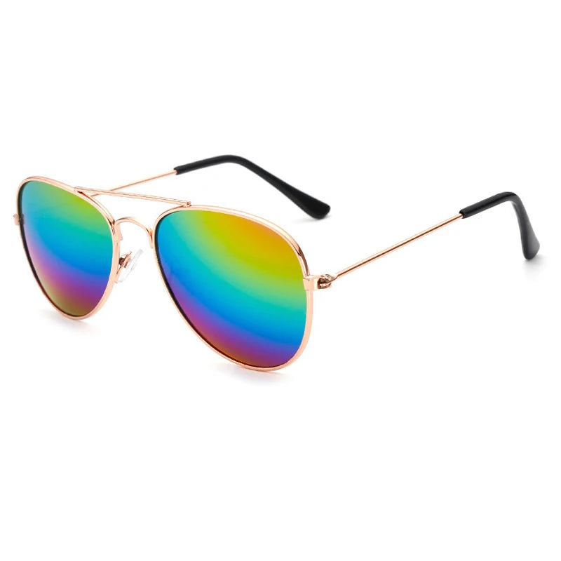 Kids Pilot Sunglasses – Reflective Metal Aviator Glasses for Boys and Girls