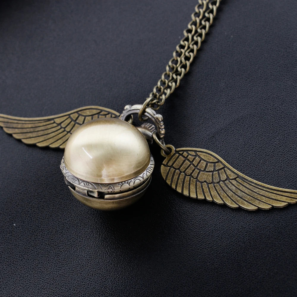Vintage Gold Fairy Ball Quartz Pocket Watch – Pendant Necklace Gift
