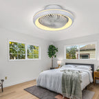 Enclosed Circular Ceiling Fan Light – Remote Controlled for Bedroom Living Room