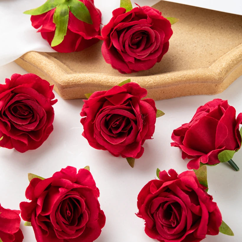 Artificial Silk Rose Heads – Decorative Flowers for Wedding Home Decor