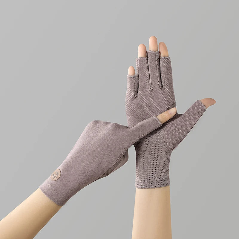 Cotton Fingerless Sunscreen Gloves – UV Protection for Driving and Outdoor