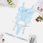 Mesh Lingerie Bodysuit Set – Backless Lace 3 Piece Lingerie for Women