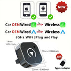 Wireless CarPlay Adapter – 2-in-1 USB Dongle for Apple iPhone and Android Auto