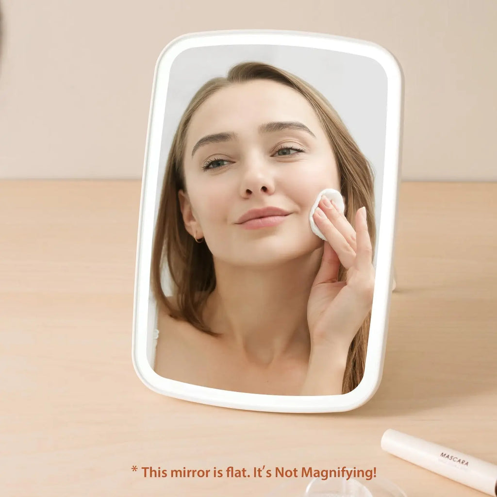 LED Makeup Mirror – Adjustable Touch Screen for Portable Cosmetic Travel