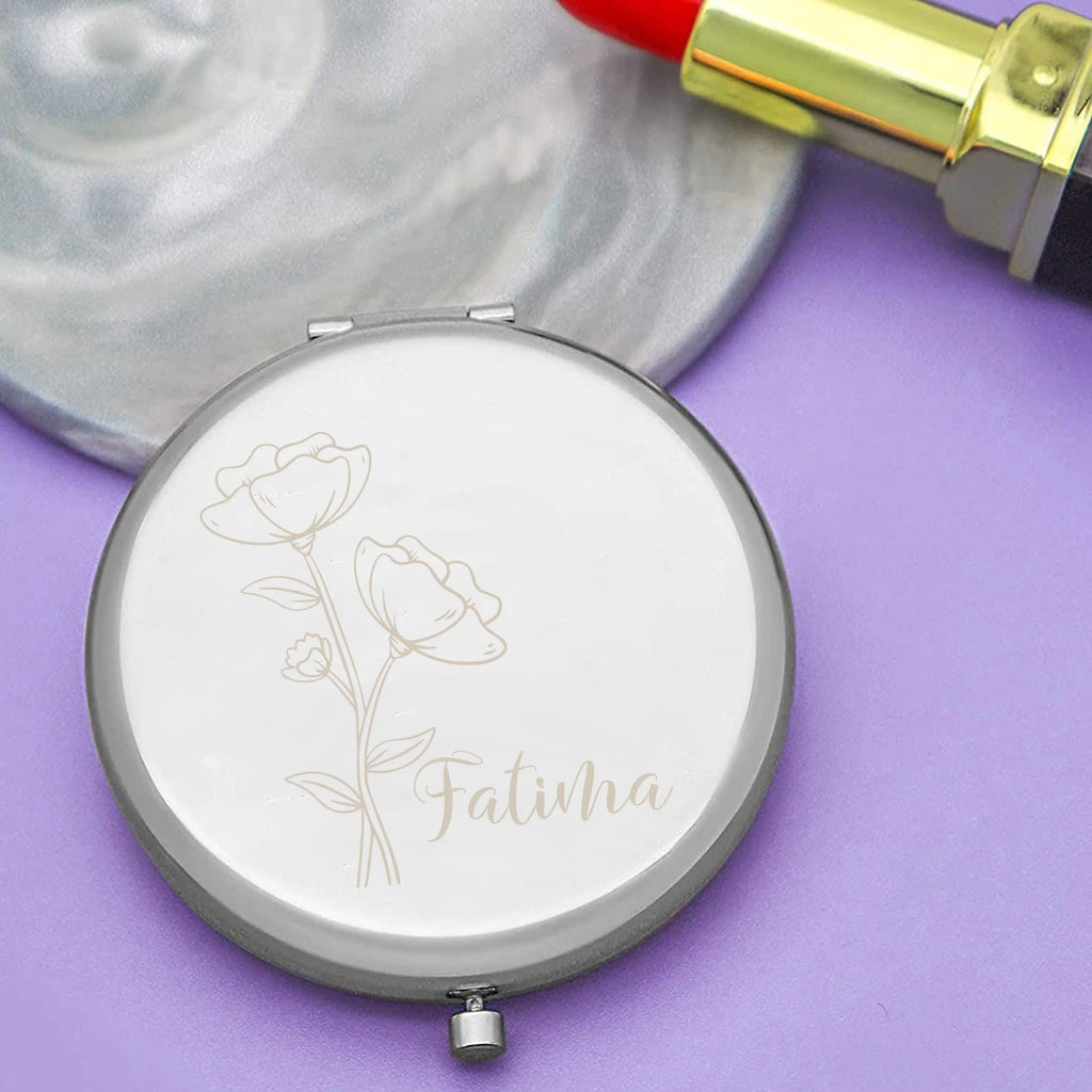 Custom Engraved Floral Hand Mirror – Personalized Wedding Guest Gift