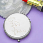 Custom Engraved Floral Hand Mirror – Personalized Wedding Guest Gift
