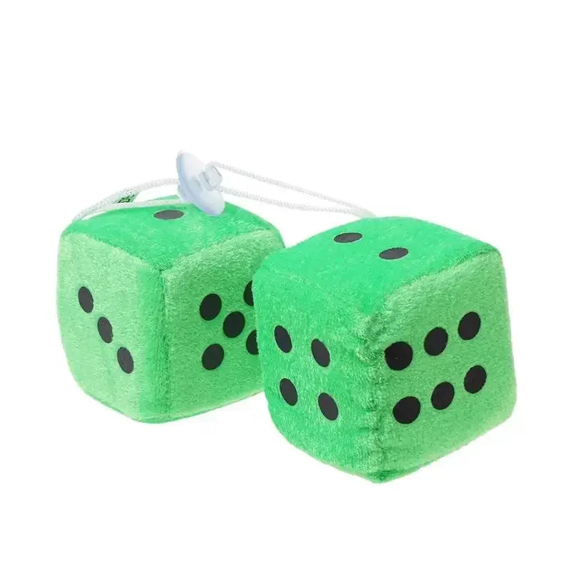 Fuzzy Dice Hanging Ornament – Plush Soft Dots for Car Rear View Mirror Decor