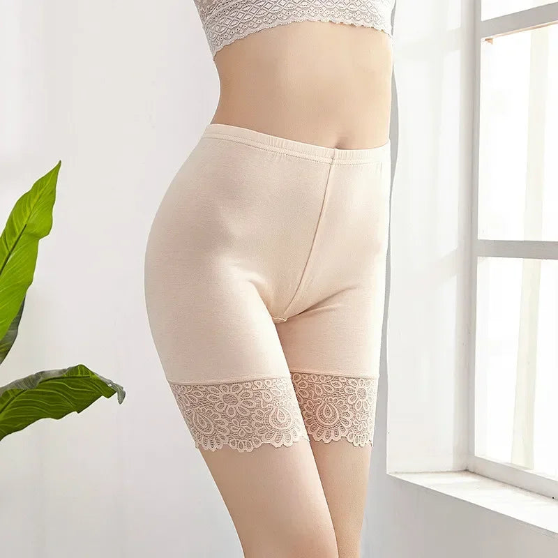 Modal Lace Safety Shorts – Plus Size Anti-Chafing Underwear for Women