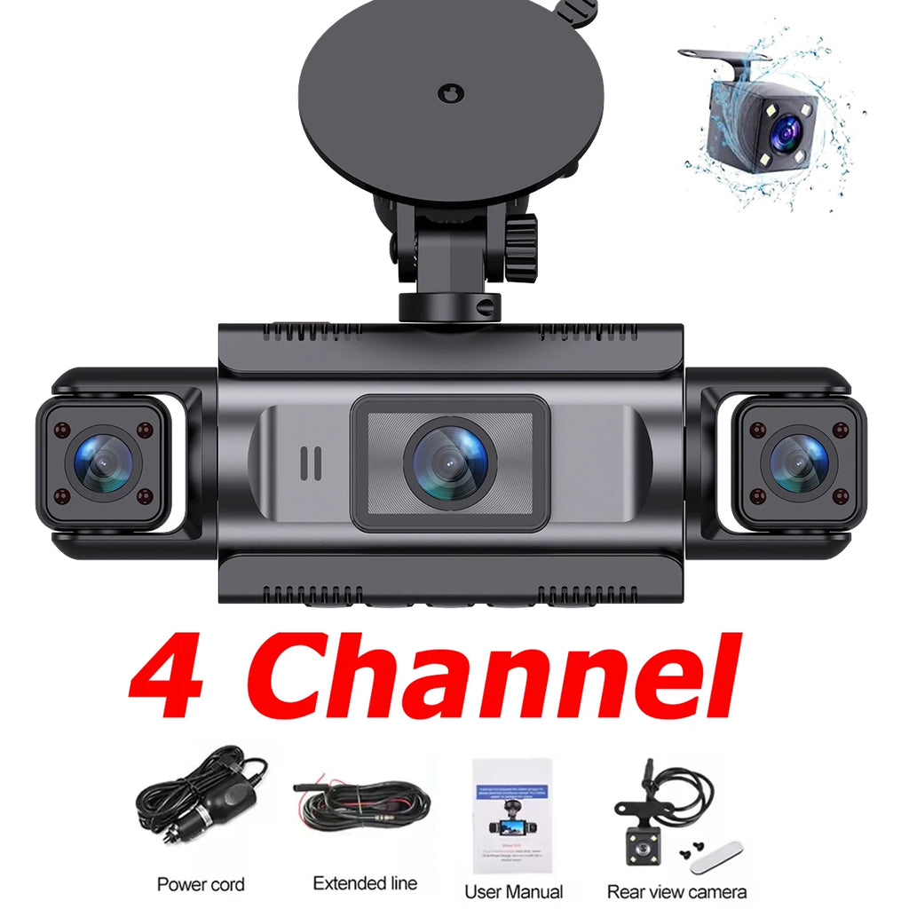 4-Channel Dash Cam – 360° WiFi Video Recorder for 24H Car Parking Surveillance