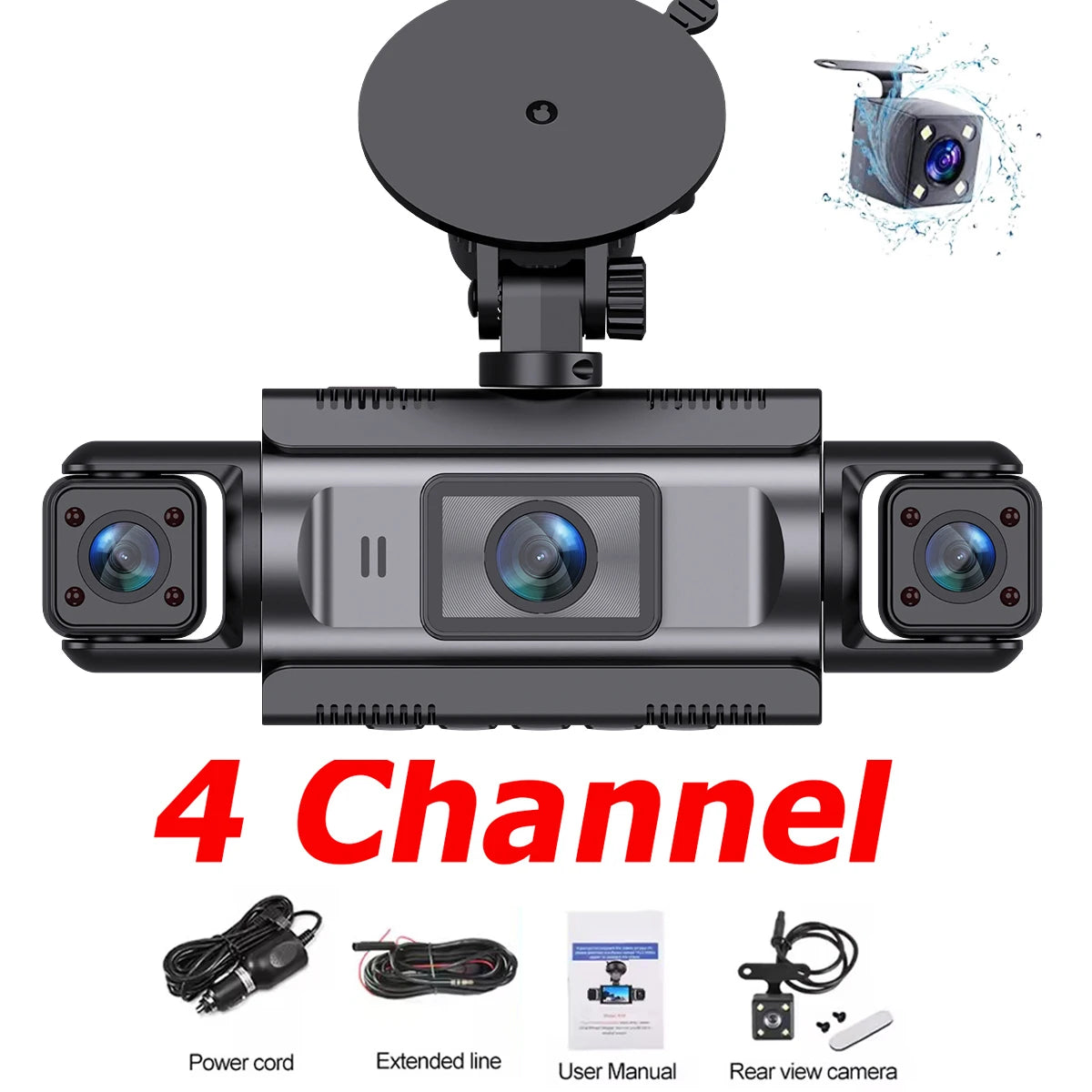 4-Channel Dash Cam – 360° WiFi Video Recorder for 24H Car Parking Surveillance