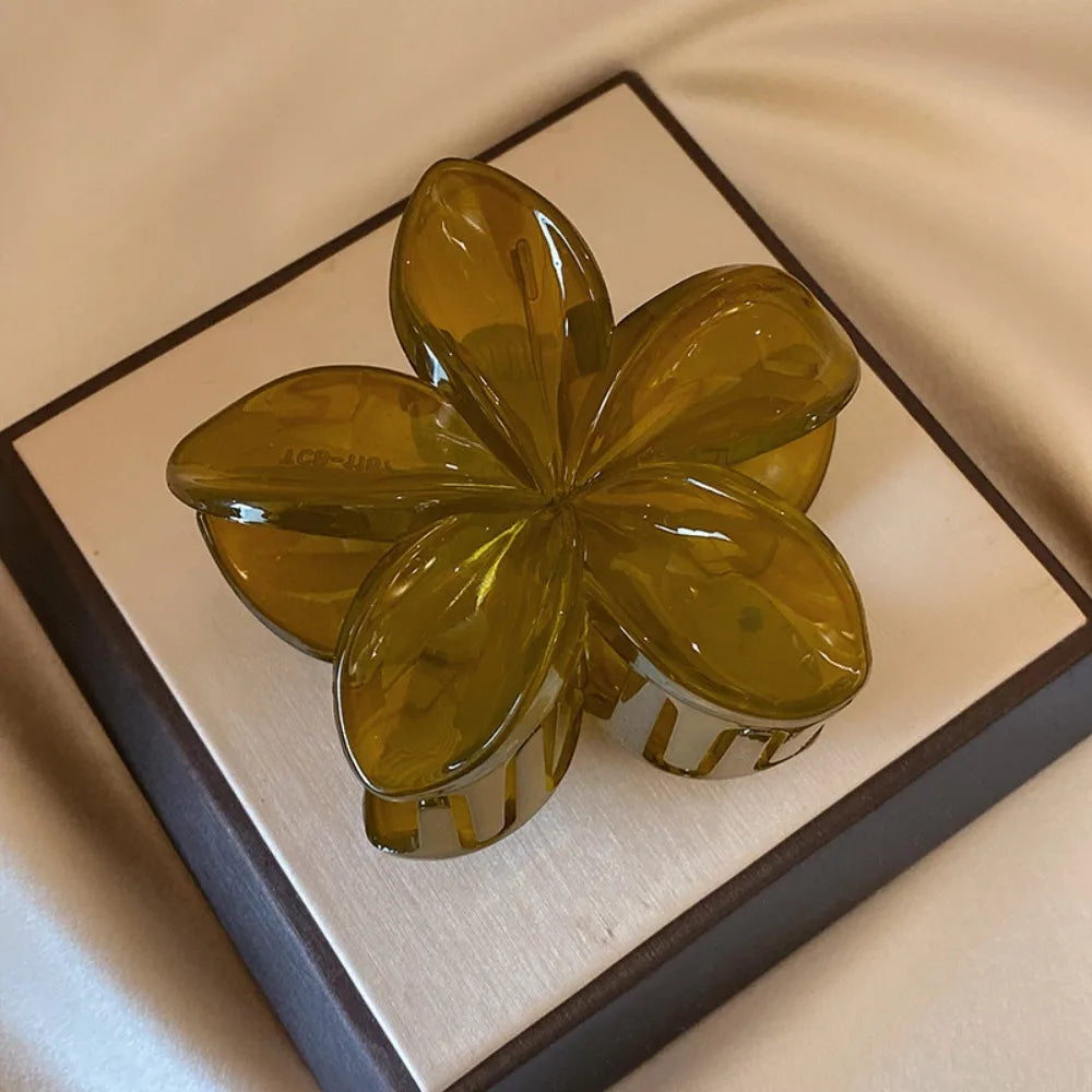 Laser Mermaid Flower Hair Clip – 8cm Large Plastic Claw for Women