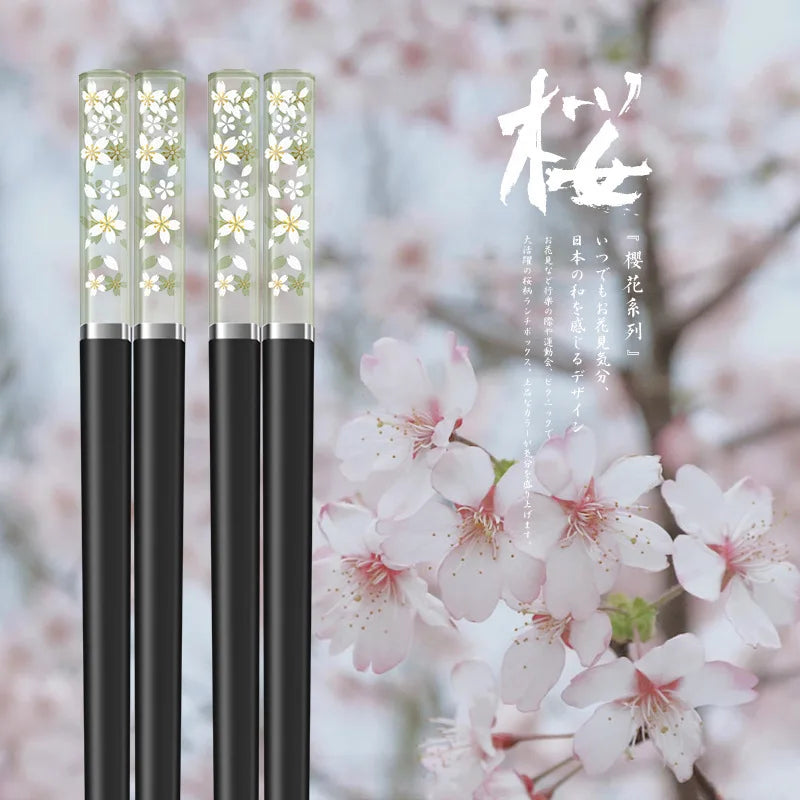 Sakura Japanese Chopsticks – Pink Cherry Blossom Reusable Tableware for Sushi