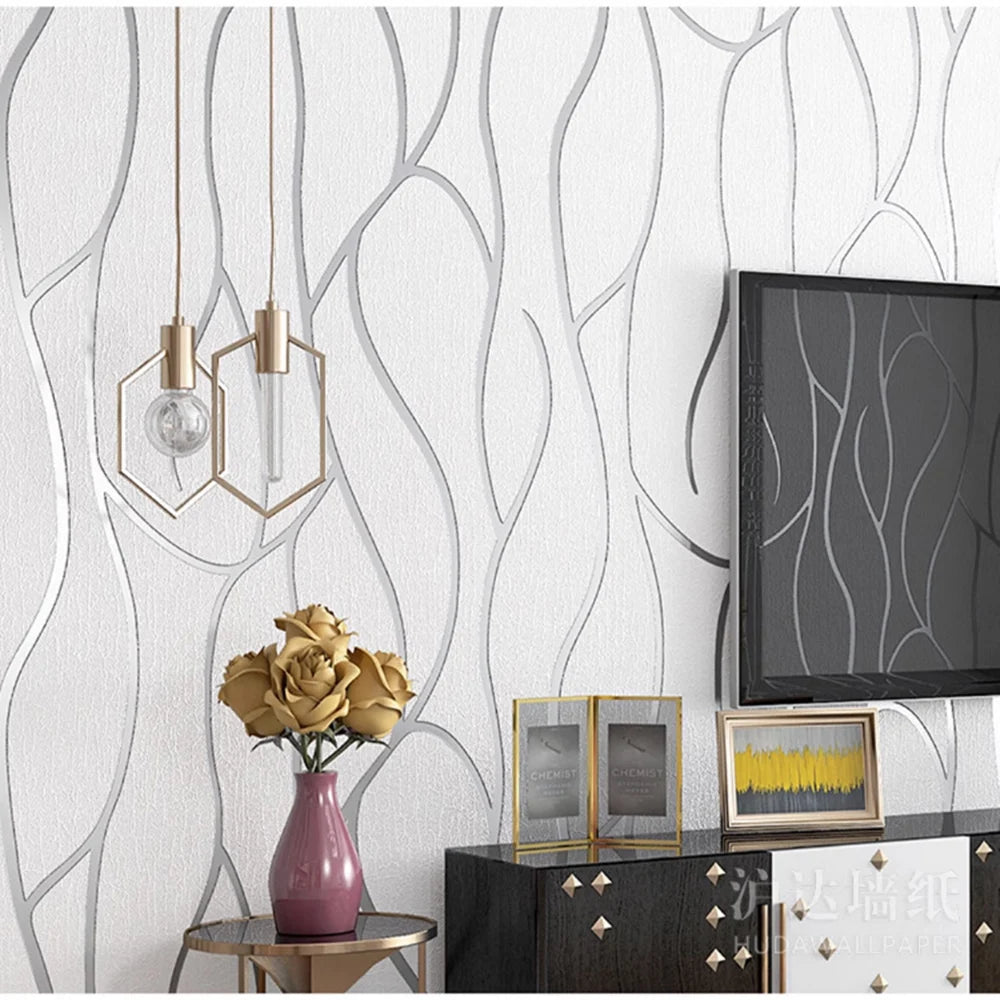 Non-Woven Striped Wallpaper – 53cm Thickened Modern Decor for Bedroom Walls