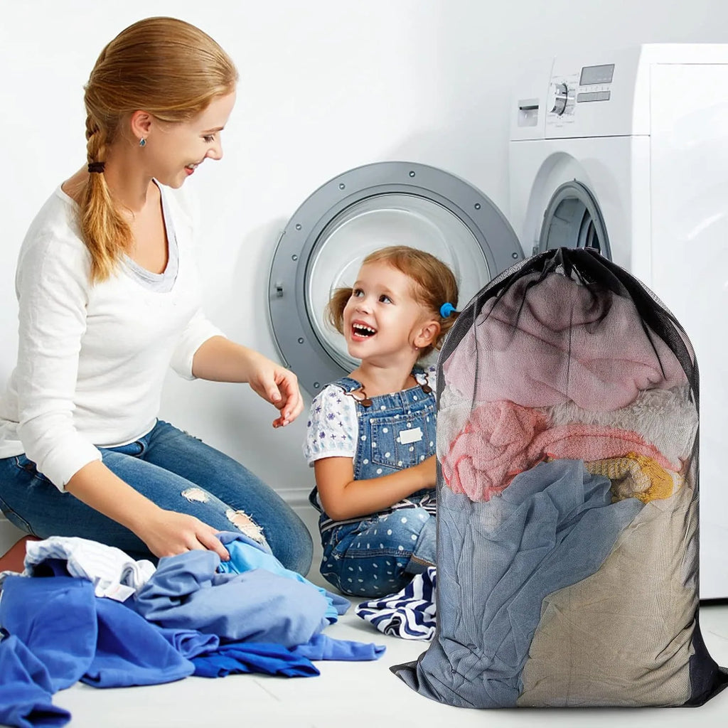 Large Mesh Laundry Bag – 60x90cm Drawstring Organizer for Washing Clothes