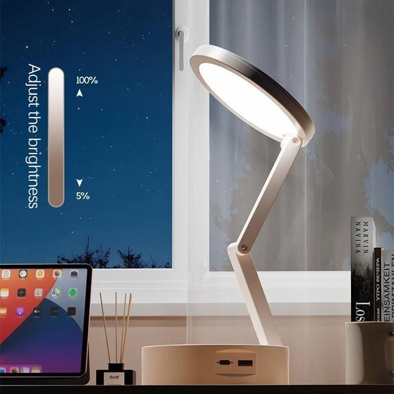 Foldable LED Desk Lamp – Rechargeable USB Reading Light for Home Office