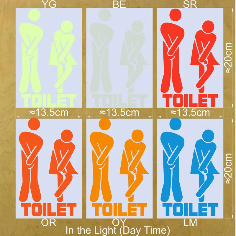Luminous Toilet Wall Sticker – Glow in the Dark Cartoon Sign for Bathroom Decor
