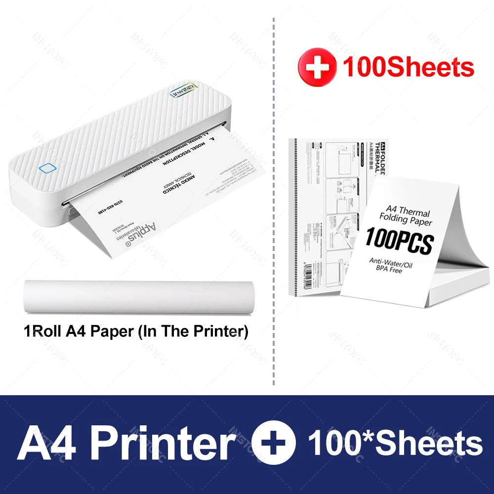 Portable A4 Thermal Printer – Bluetooth Photo and Document Maker for Office
