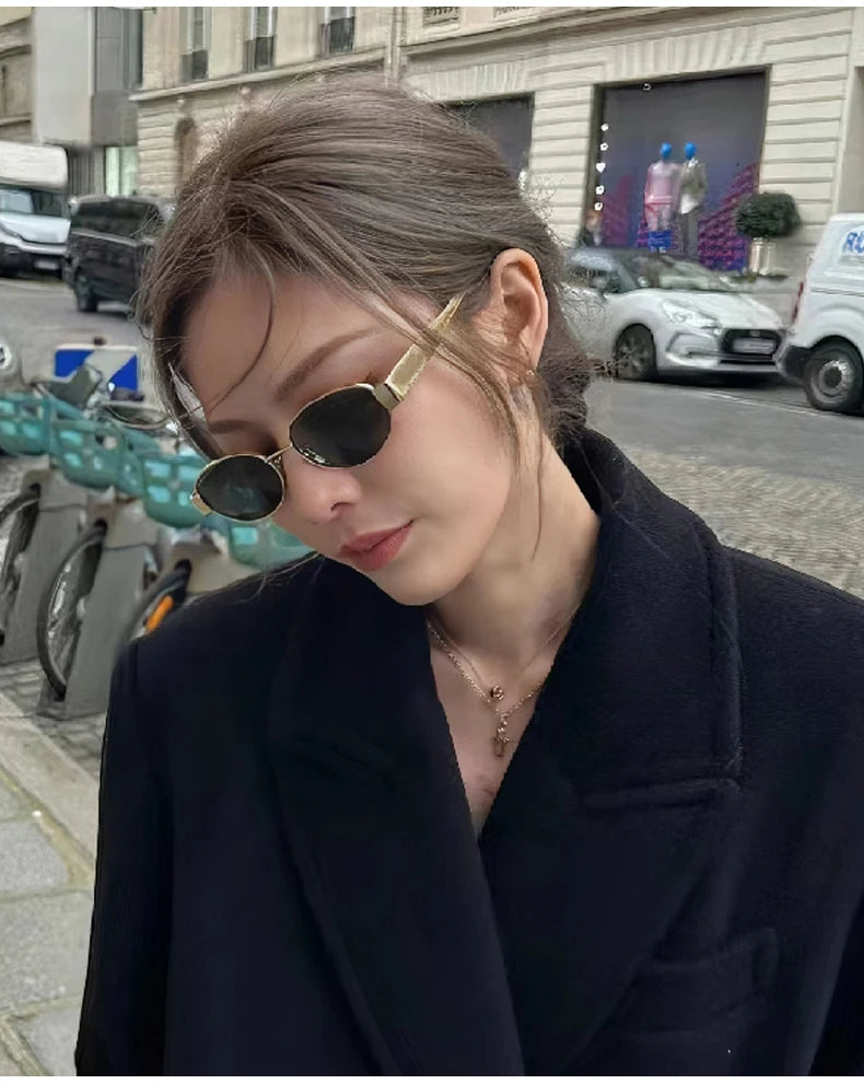 Alloy Oval Sunglasses – UV400 Protective Eyewear for Men and Women
