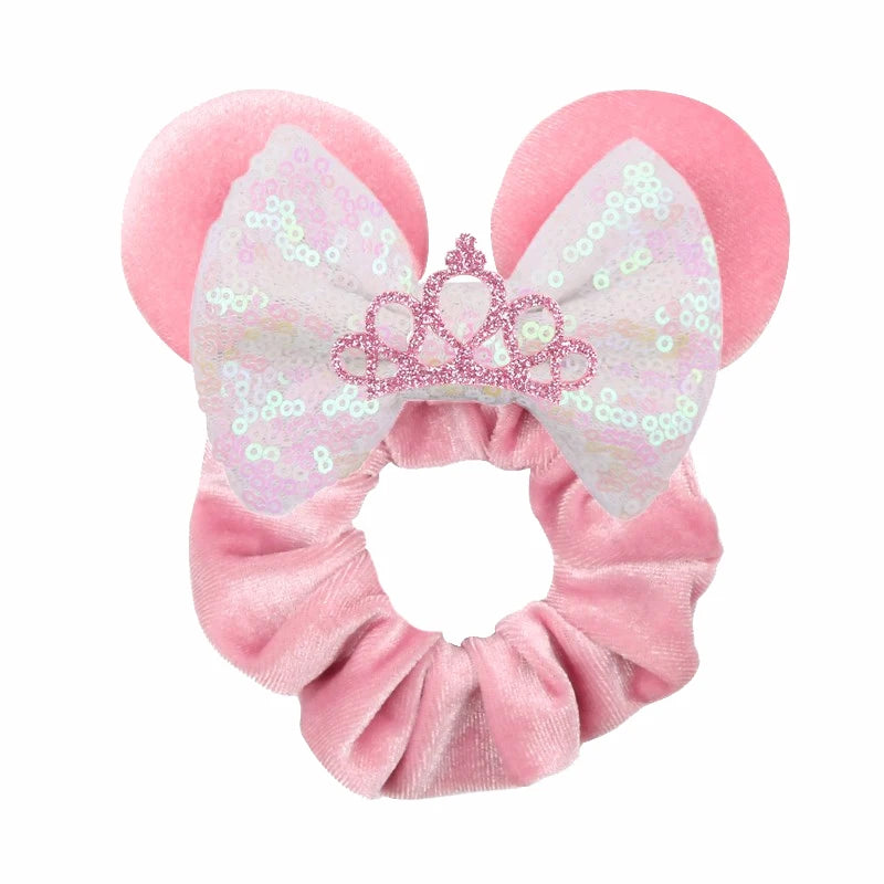 Velvet Sequin Mouse Ear Scrunchies – Elastic Hair Accessories for Kids Party