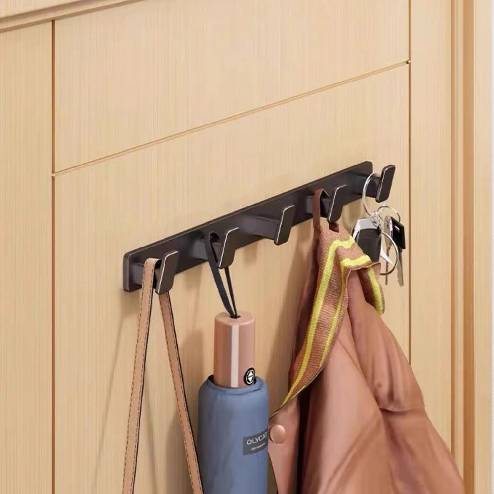 Black Metal Wall Coat Rack – 5 Hook Organizer for Hat Towel and Bag Storage