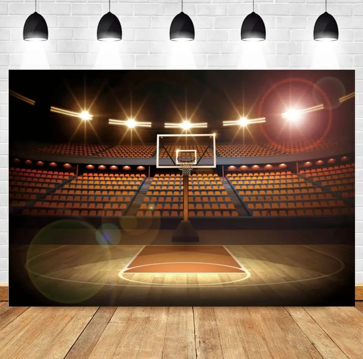 Basketball Stadium Photography Backdrop – Sport Theme for Kids Birthday Party