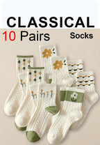 Cartoon Print Midlength Socks – Soft Cotton Casual Wear for Women