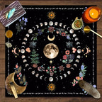 Moonlight Flower Tarot Tablecloth – Velvet Altar Mat for Witchcraft Spells