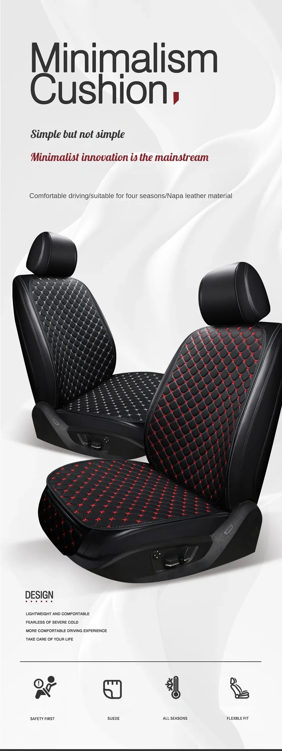 Universal PU Leather Car Seat Cover – Minimalist Soft Cushion for Auto Interior