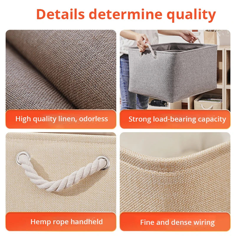 Folding Linen Storage Basket – Fabric Organizer for Wardrobe and Laundry