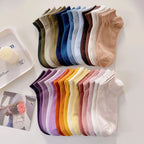Candy Colored Short Socks – Soft Cotton Casual Footwear for Women