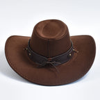 Faux Suede Western Cowboy Hat – Wide Brim Fedora for Party Cosplay