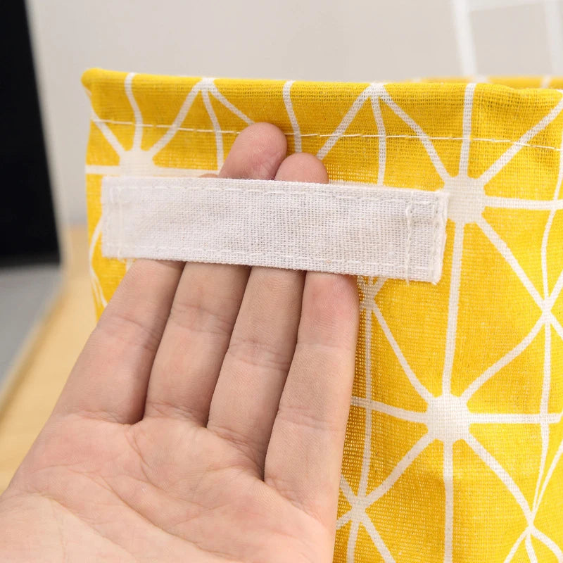 Foldable Cotton Linen Storage Basket – Small Desktop Organizer for Home