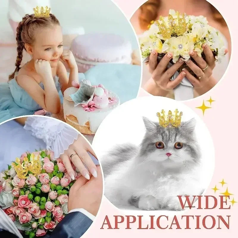 Mini Plastic Crown Topper – Pearl Tiara for Kids Cake and Hair Decoration