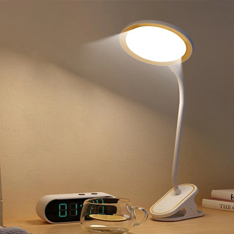 Rechargeable Clip-On LED Desk Lamp – Eye-Protection Light for Bedside Reading