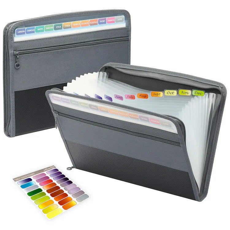 Expanding Accordion File Organizer – 13 Pockets with Zipper for Office
