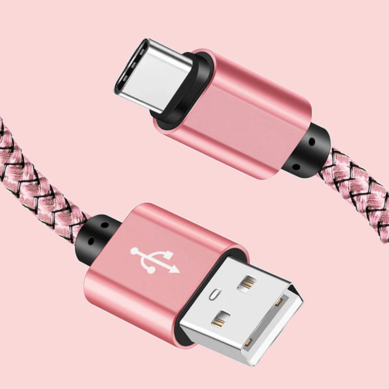 Braided Nylon USB-C Charging Cable – Fast Data Sync for Android and iPhone