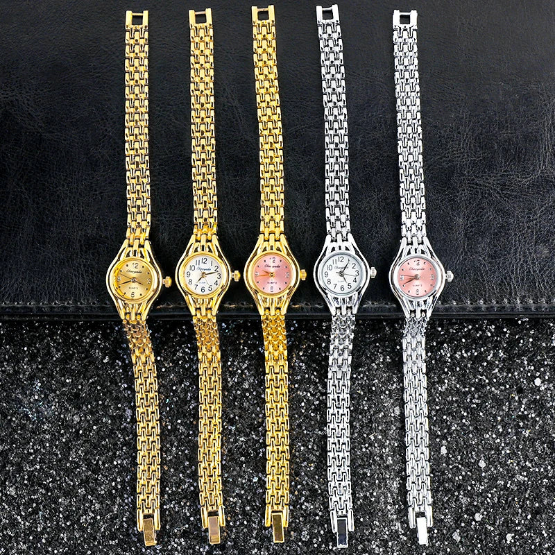 Gold Plated Quartz Bracelet Watch – Elegant Analog Timepiece for Women