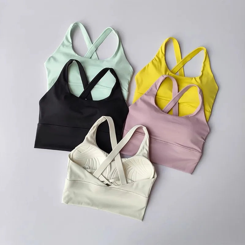 Shock-Absorbing Yoga Sports Bra – Breathable Fitness Top for Gym Workout