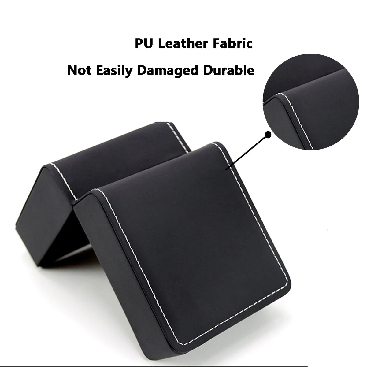 Black PU Leather Watch Box – Single Display Case with Pillow for Men