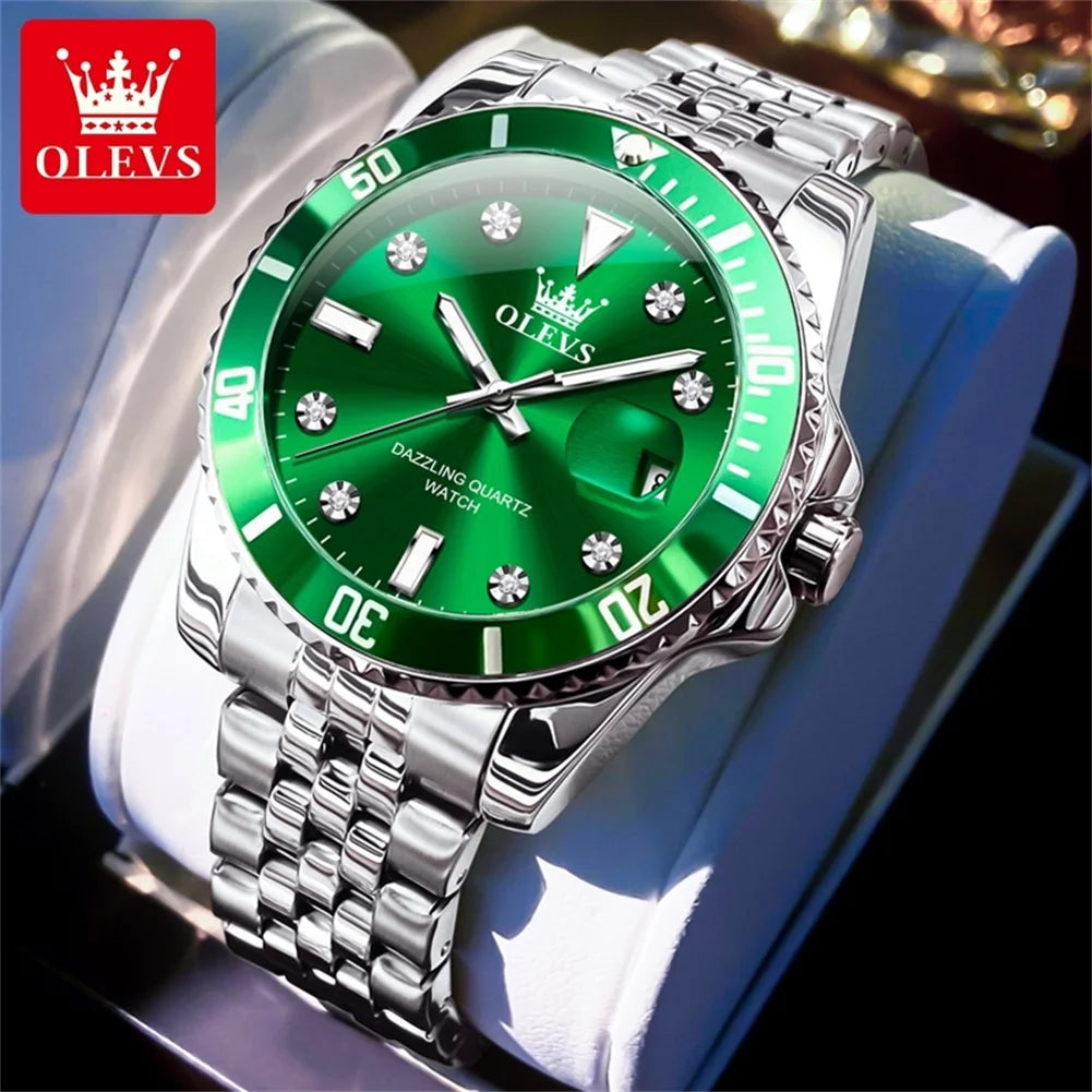 Stainless Steel Quartz Watch – Luminous Calendar Wristwatch for Business Men