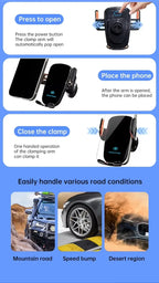 Wireless Car Charger Phone Holder – Fast Charging Mount for iPhone and Android