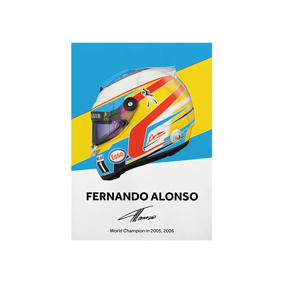 Formula 1 Helmet Canvas Art – Racing Poster Print for Sports Wall Decor