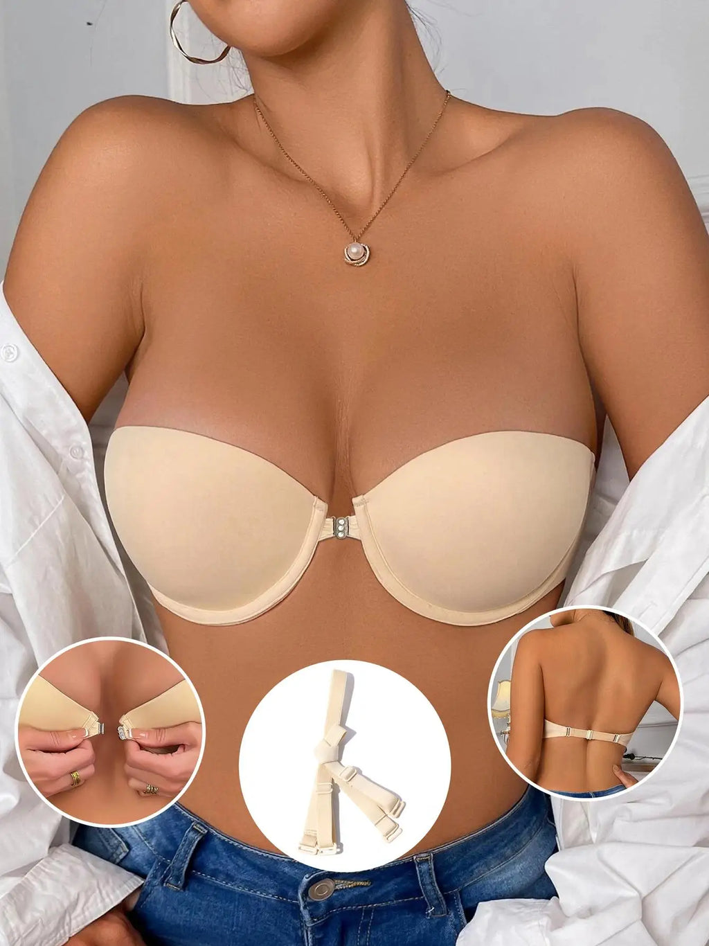 Front Closure Demi Bra – Invisible T-Shirt Lingerie for Women
