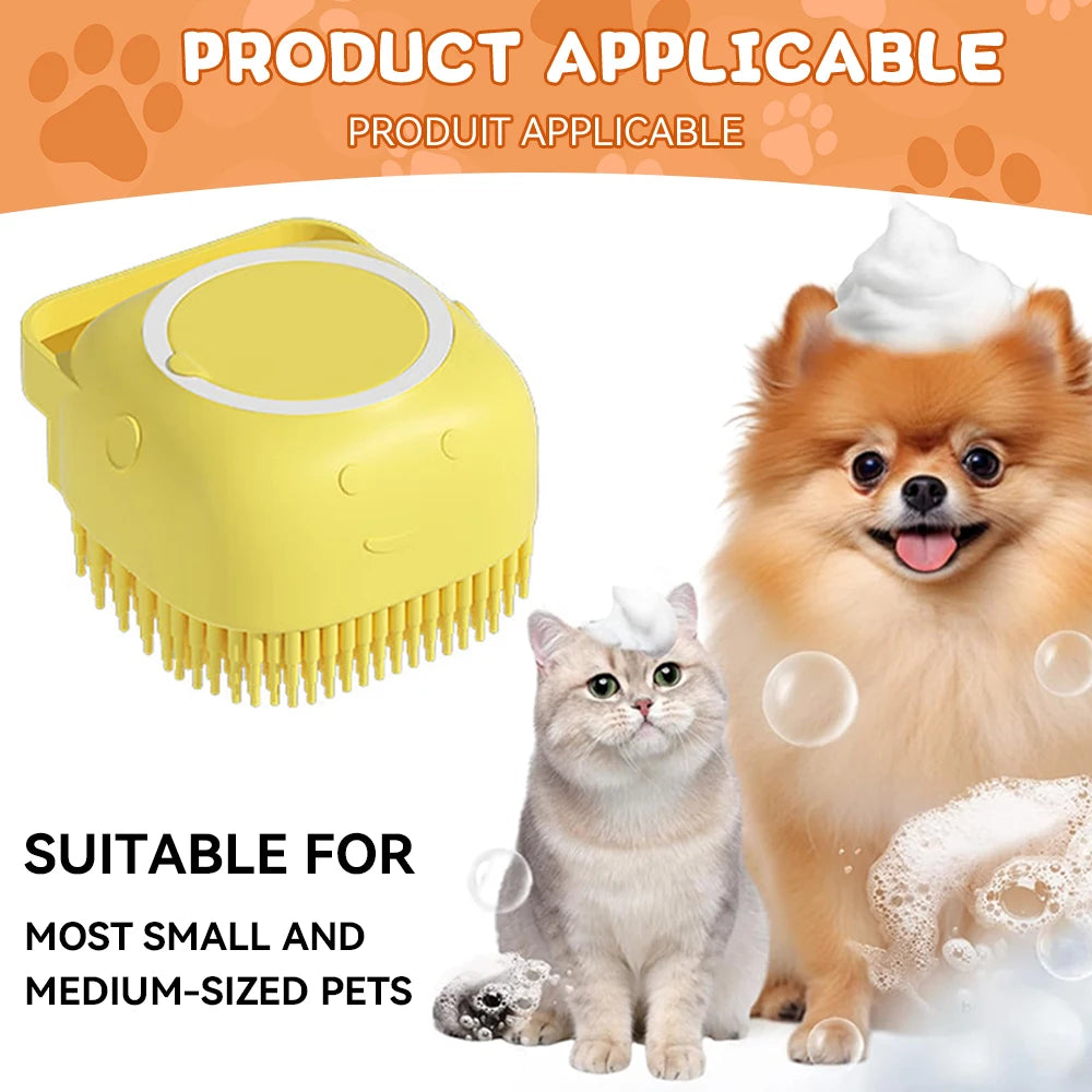 Silicone Pet Bath Brush – Shampoo Dispenser for Dog and Cat Grooming