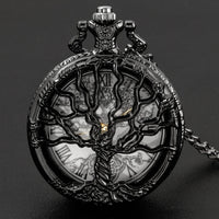 Vintage Tree of Life Pocket Watch – Antique Necklace Pendant for Cosplay